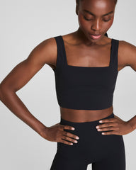 SPANX® Get Moving Cropped Square Neck Shelf Tank Very Black