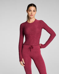 SPANX® SoftStretch Contour Mockneck Long Sleeve Top | Red Merlot Heather