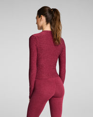 SPANX® SoftStretch Contour Mockneck Long Sleeve Top | Red Merlot Heather