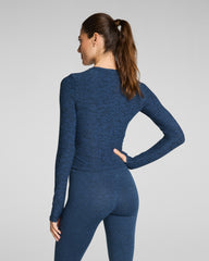 SPANX® SoftStretch Contour Mockneck Long Sleeve Top | Timeless Navy/Dark Timeless Navy
