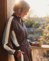 SPANX AirEssentials® Colorblock Track Jacket | Dark Cacao Stripe