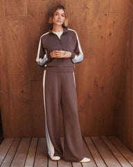 SPANX AirEssentials® Colorblock Track Pant | Dark Cacao Stripe