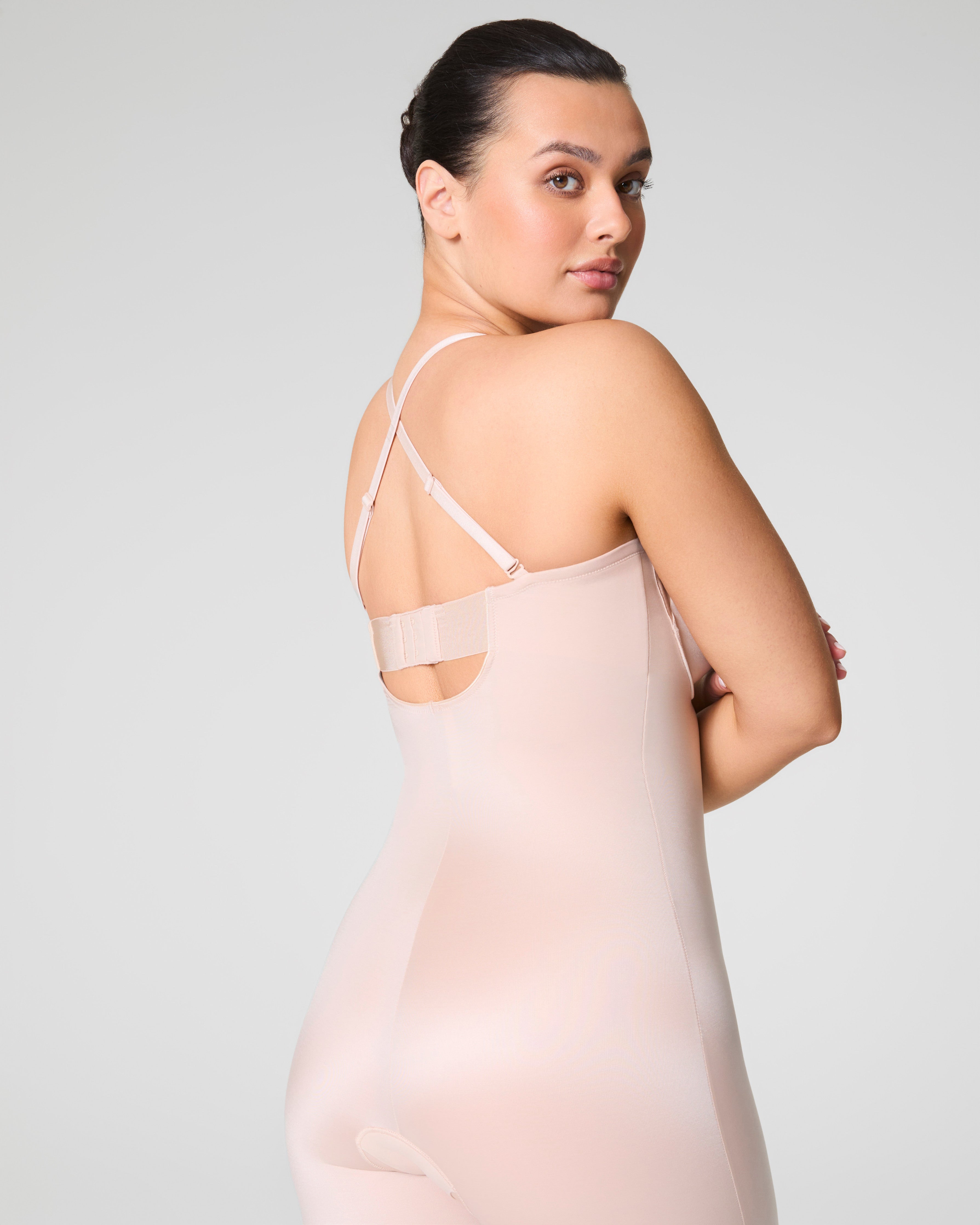 SPANXshape™ Suit Your Fancy Strapless Cupped Mid-Thigh Bodysuit | Champagne Beige