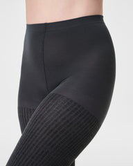 SPANXshape™ Rib Knit Shorty Tights | Charcoal Heather Cozy Rib