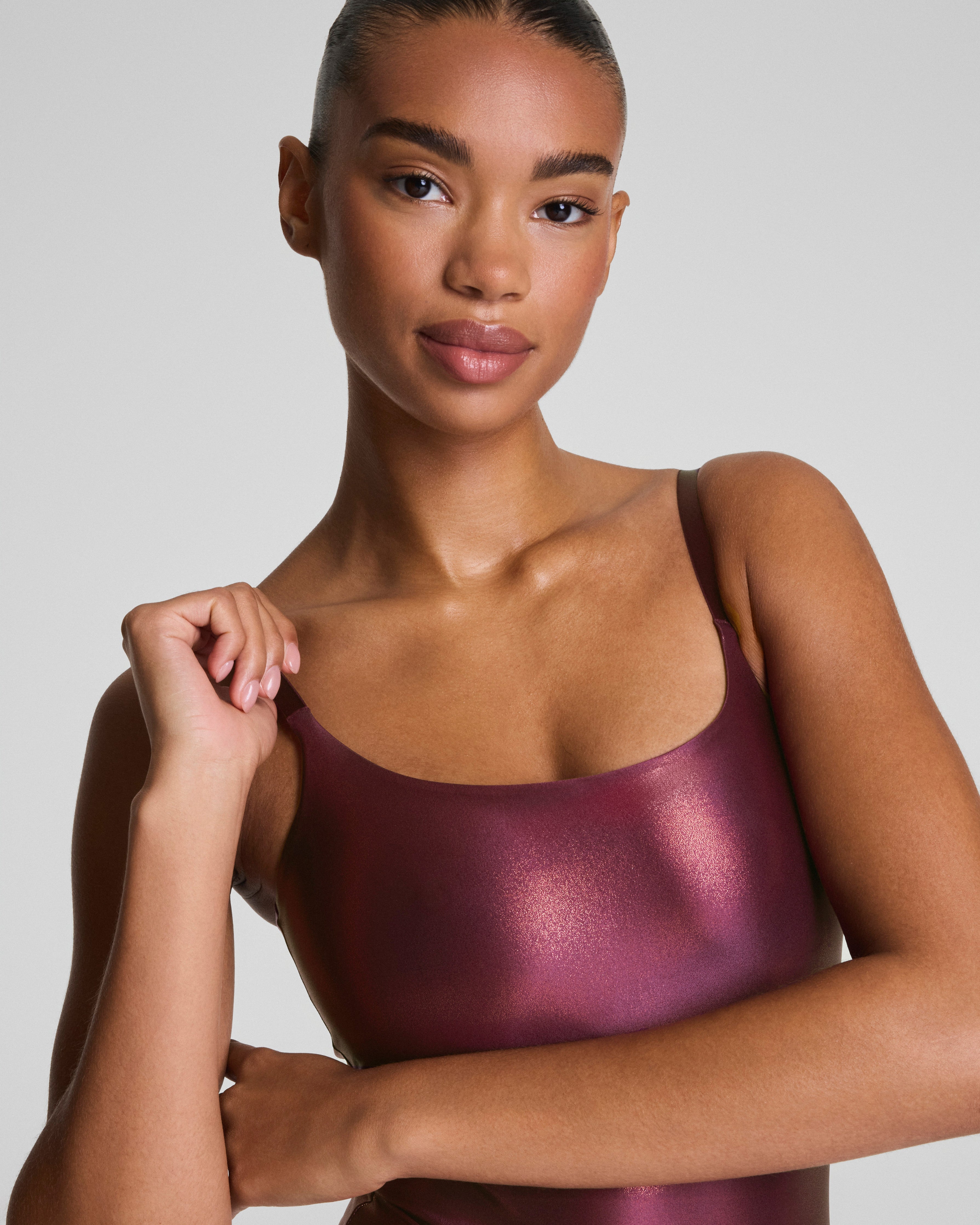 SPANXshape™ LuxeShine Cami Thong Bodysuit | Plum Berry Shimmer
