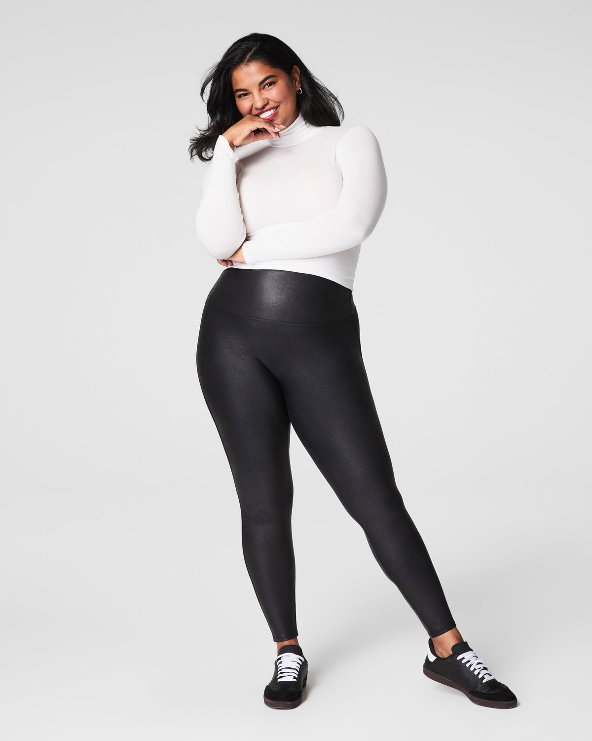 SPANXshape™ Faux Leather Fleece Lined Leggings  Black