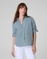 SPANX® Poplin Oversized Button-Up Shirt  Classic White/Timeless Navy/Ivy