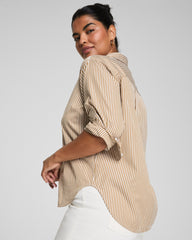 SPANX® Poplin Oversized Button-Up Shirt  Porcelain/Flax