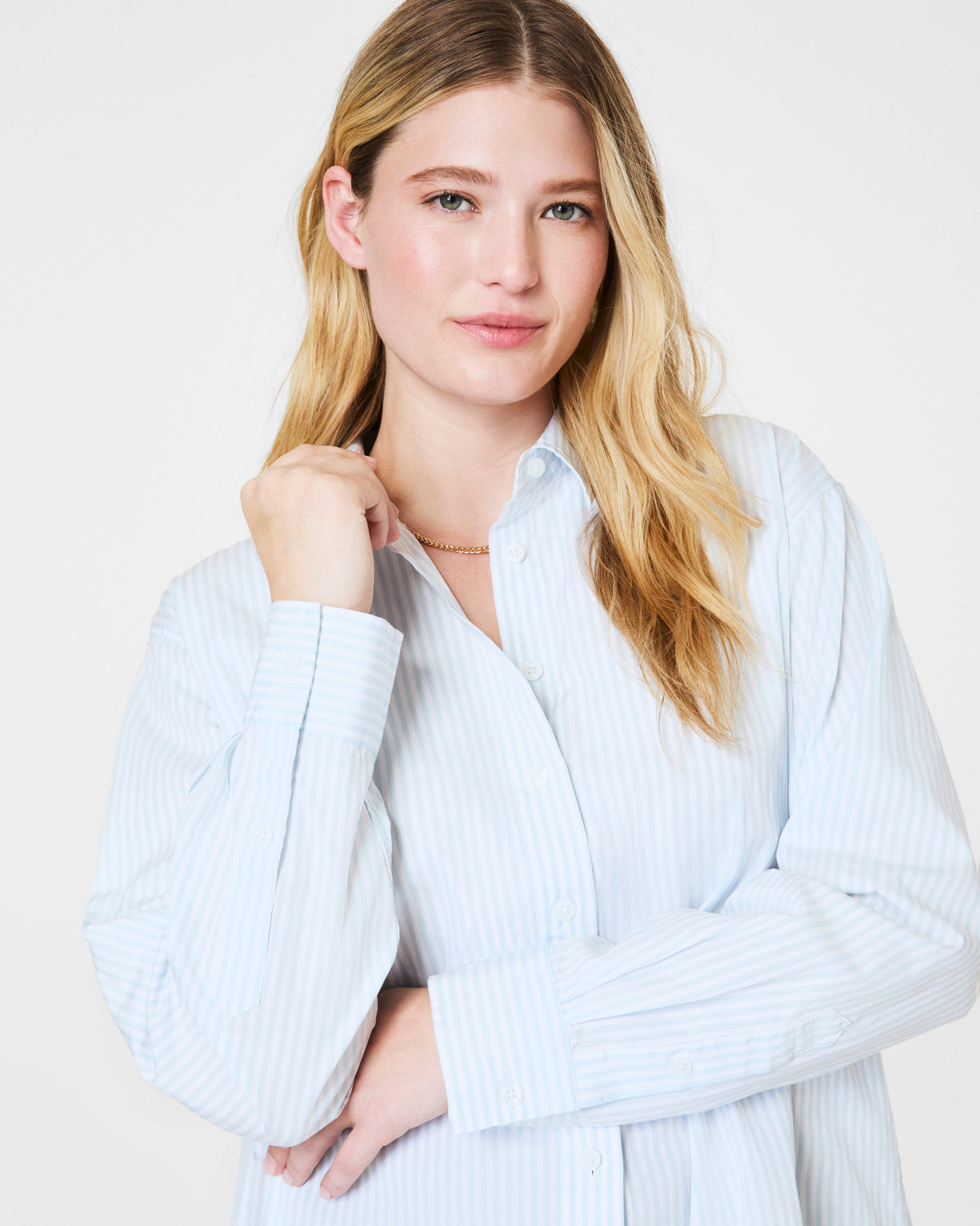 SPANX® Poplin Oversized Button-Up Shirt  Classic White/Sky