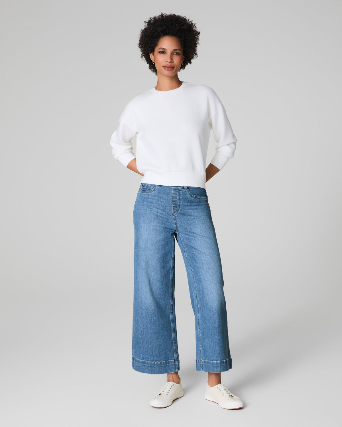SPANXshape™ Original EveryWear Cropped Wide Leg Jeans  Stonewashed Blue