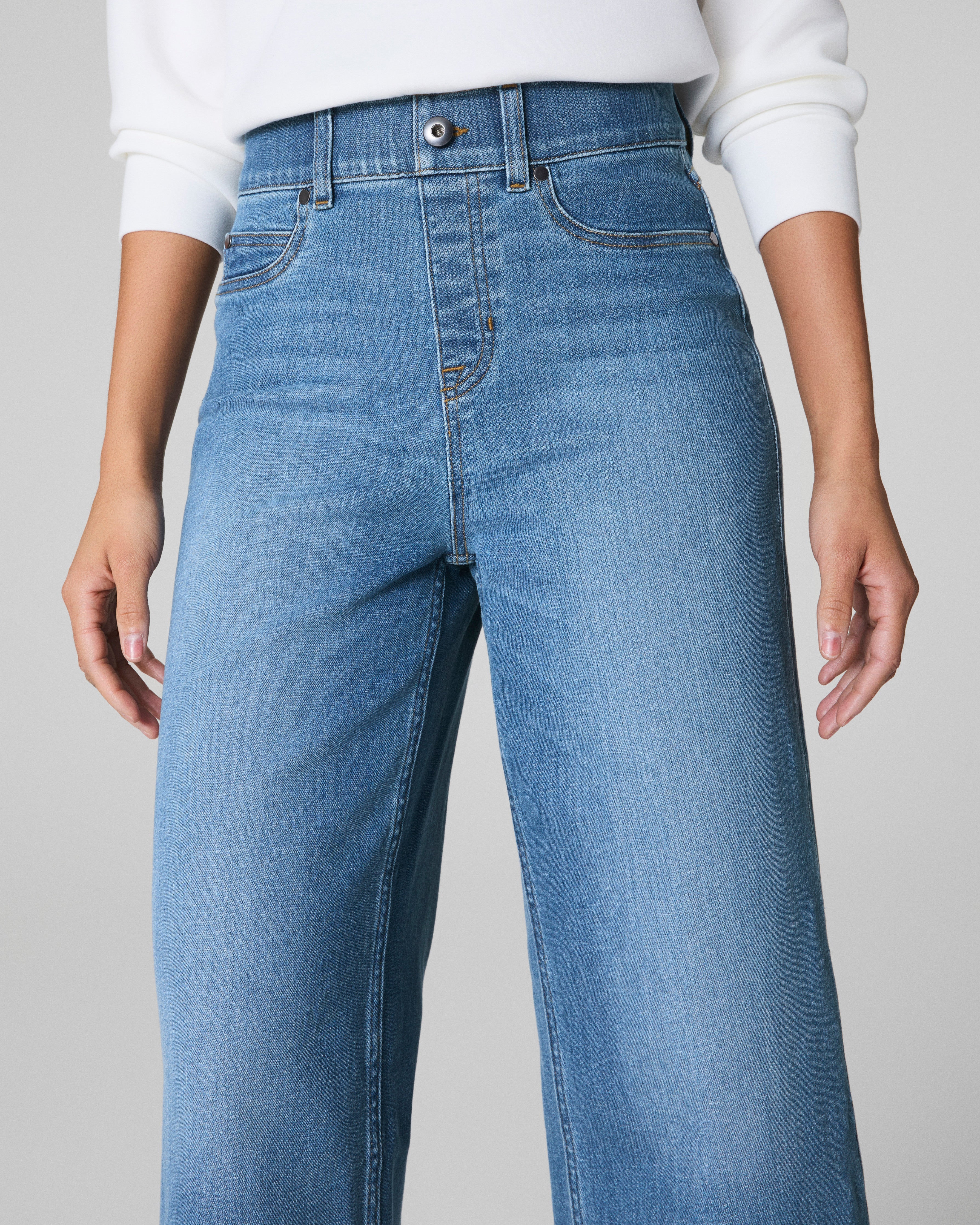 SPANXshape™ Original EveryWear Cropped Wide Leg Jeans  Stonewashed Blue