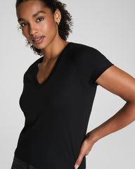 SPANX® Cotton V-Neck Tee  Classic Black