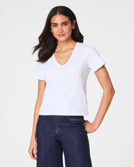 SPANX® Cotton V-Neck Tee  Classic White