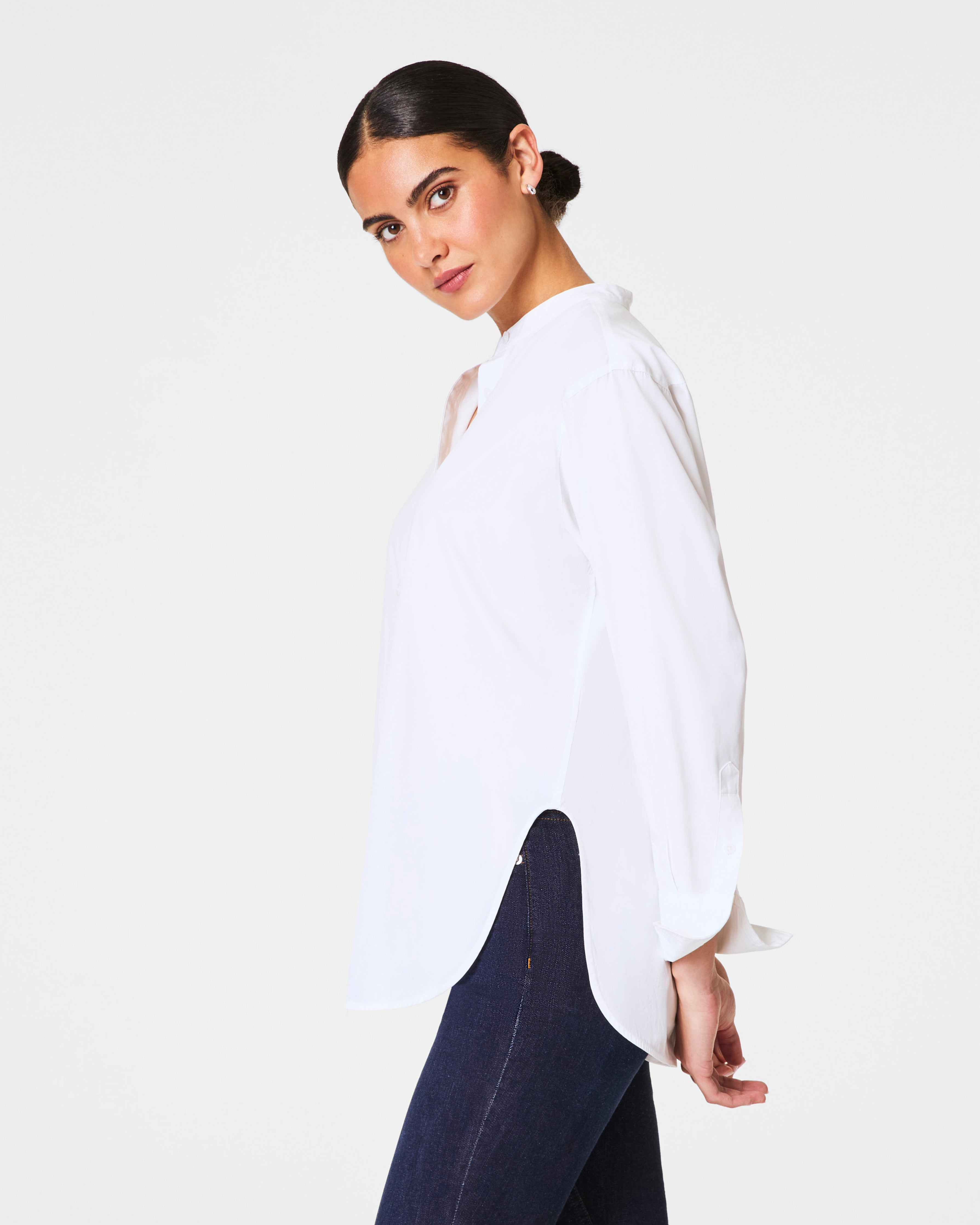 SPANX® Poplin Button-Up Tunic | Classic White