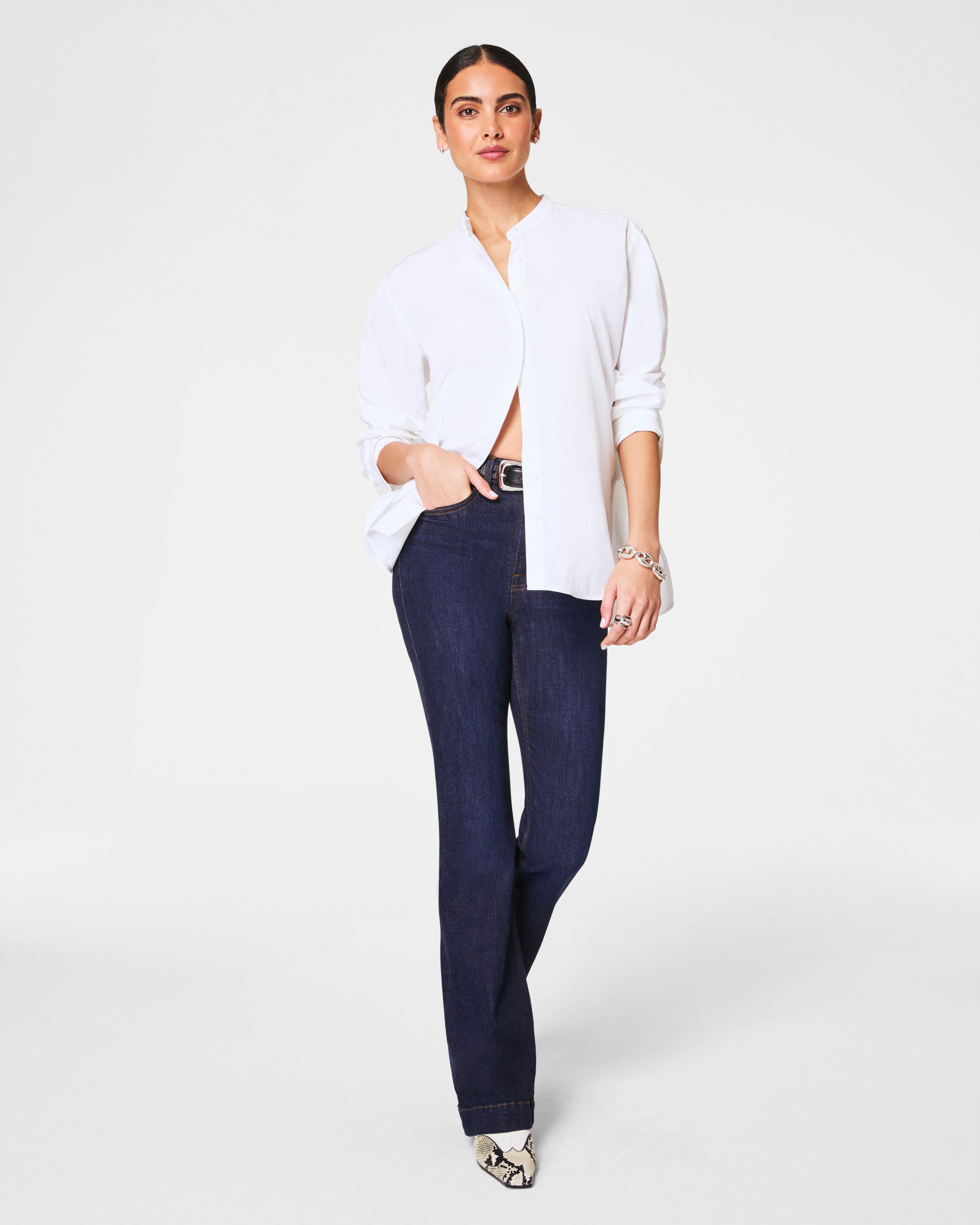 SPANX® Poplin Button-Up Tunic | Classic White