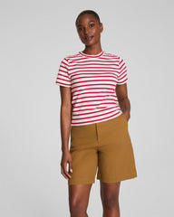 SPANX® Cotton Crewneck Tee  Ivory/Spanx Red