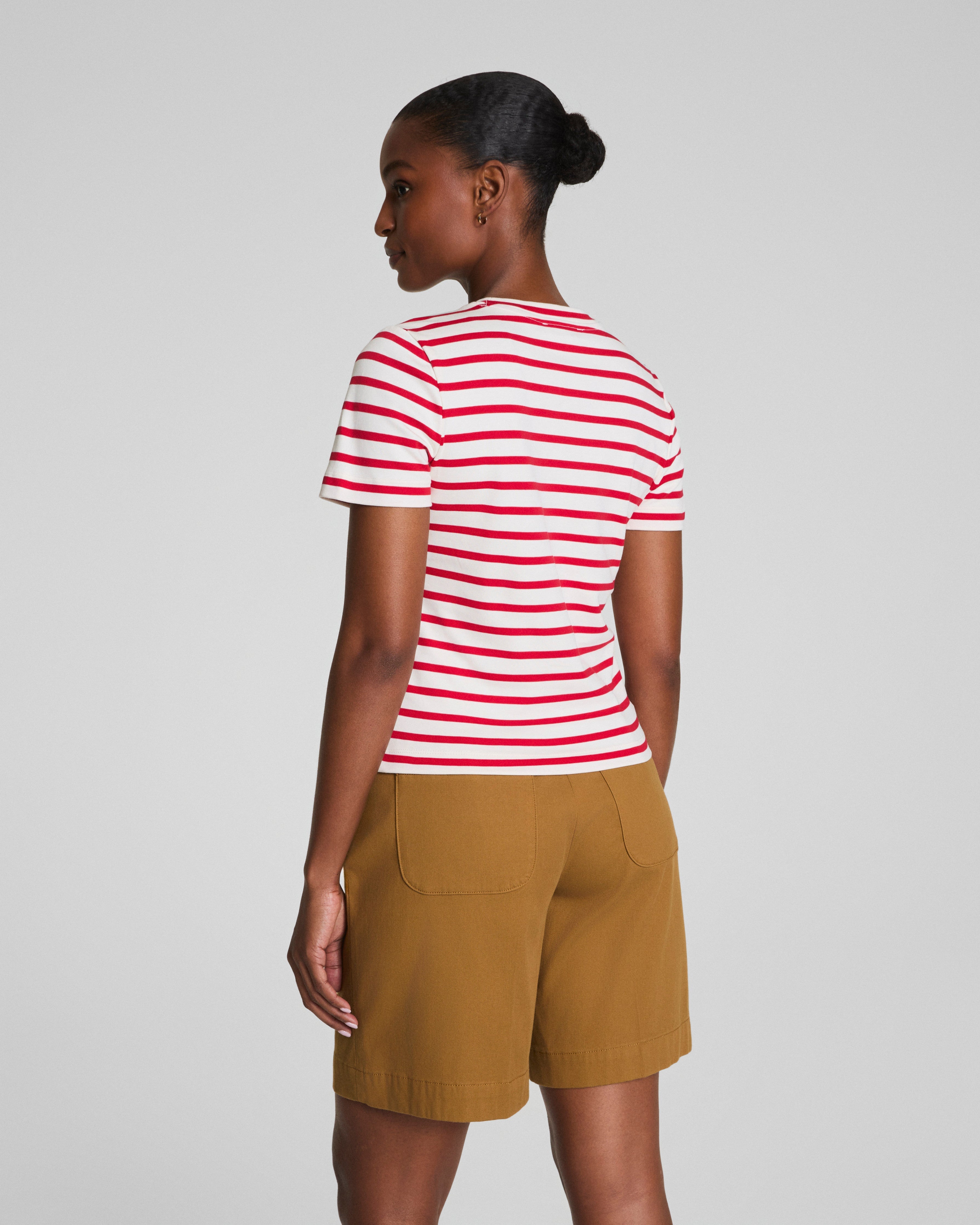 SPANX® Cotton Crewneck Tee  Ivory/Spanx Red