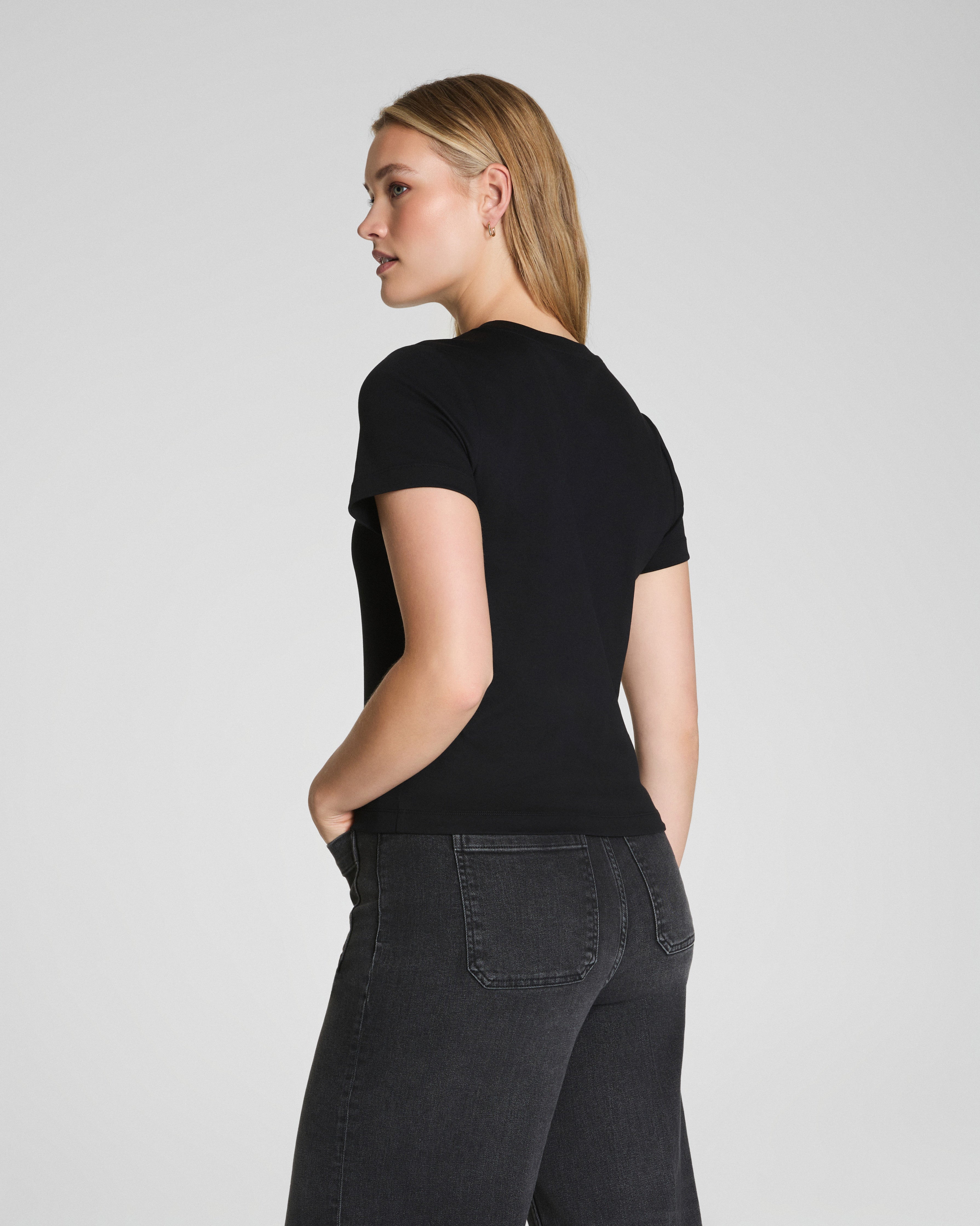 SPANX® Cotton Crewneck Tee  Classic Black