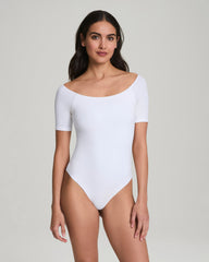 SPANXsmooth™ Jersey Scoop Neck Thong Bodysuit  Classic White