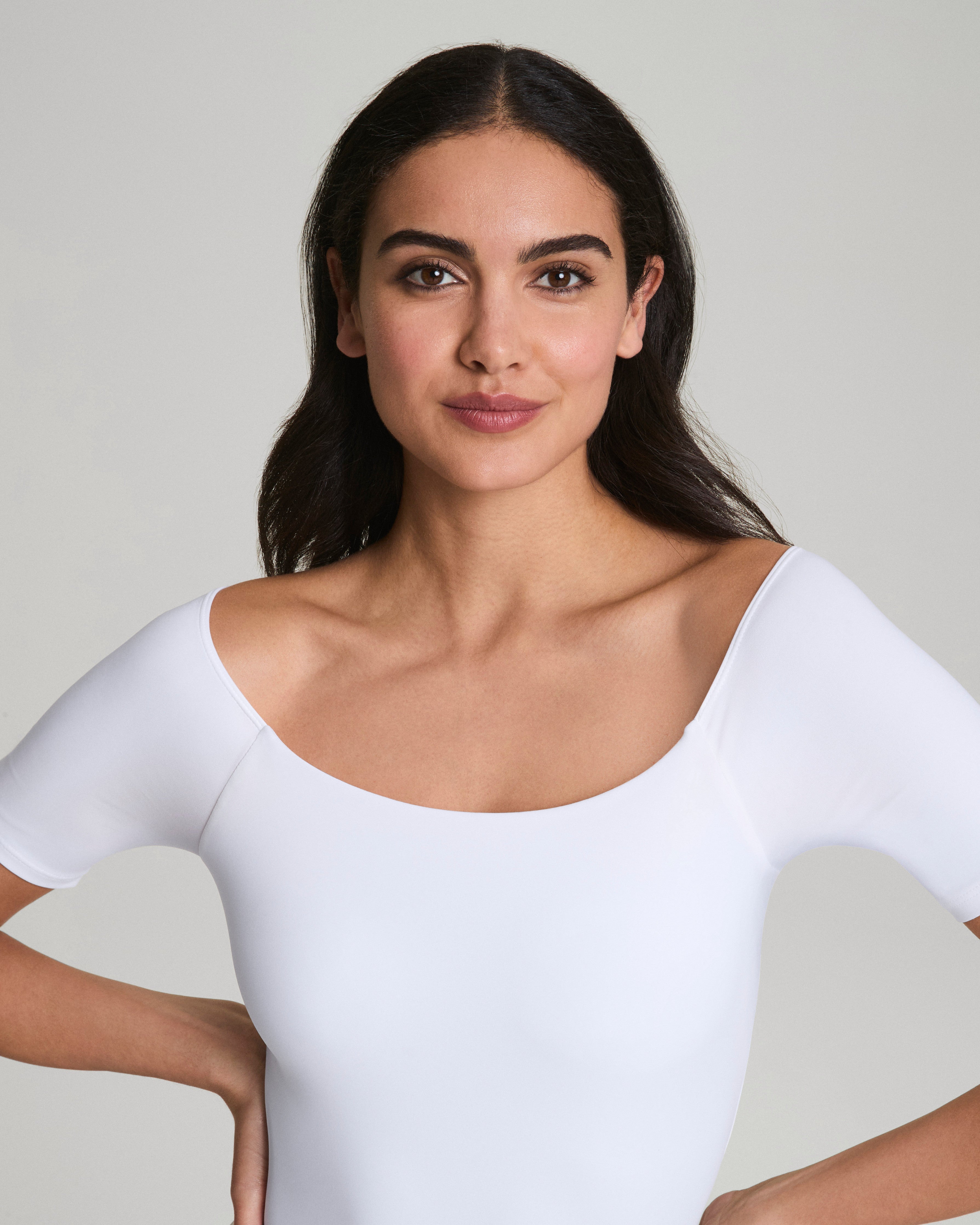 SPANXsmooth™ Jersey Scoop Neck Thong Bodysuit  Classic White