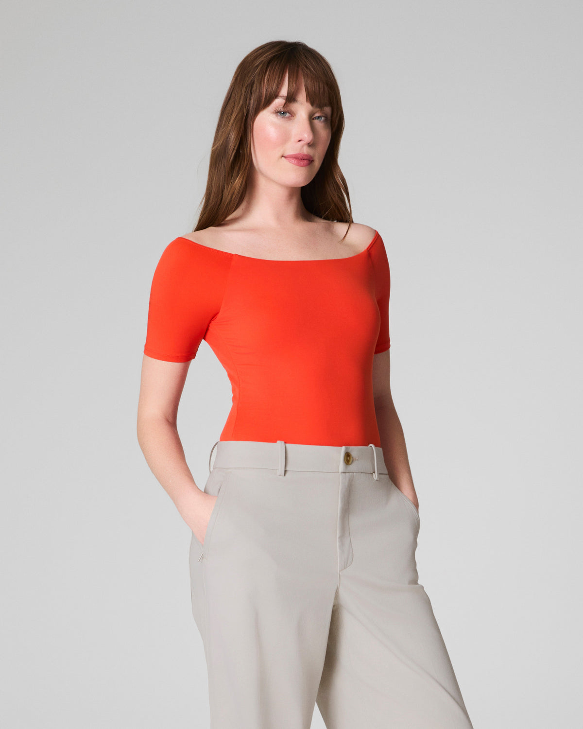 SPANXsmooth™ Jersey Scoop Neck Thong Bodysuit  Poppy