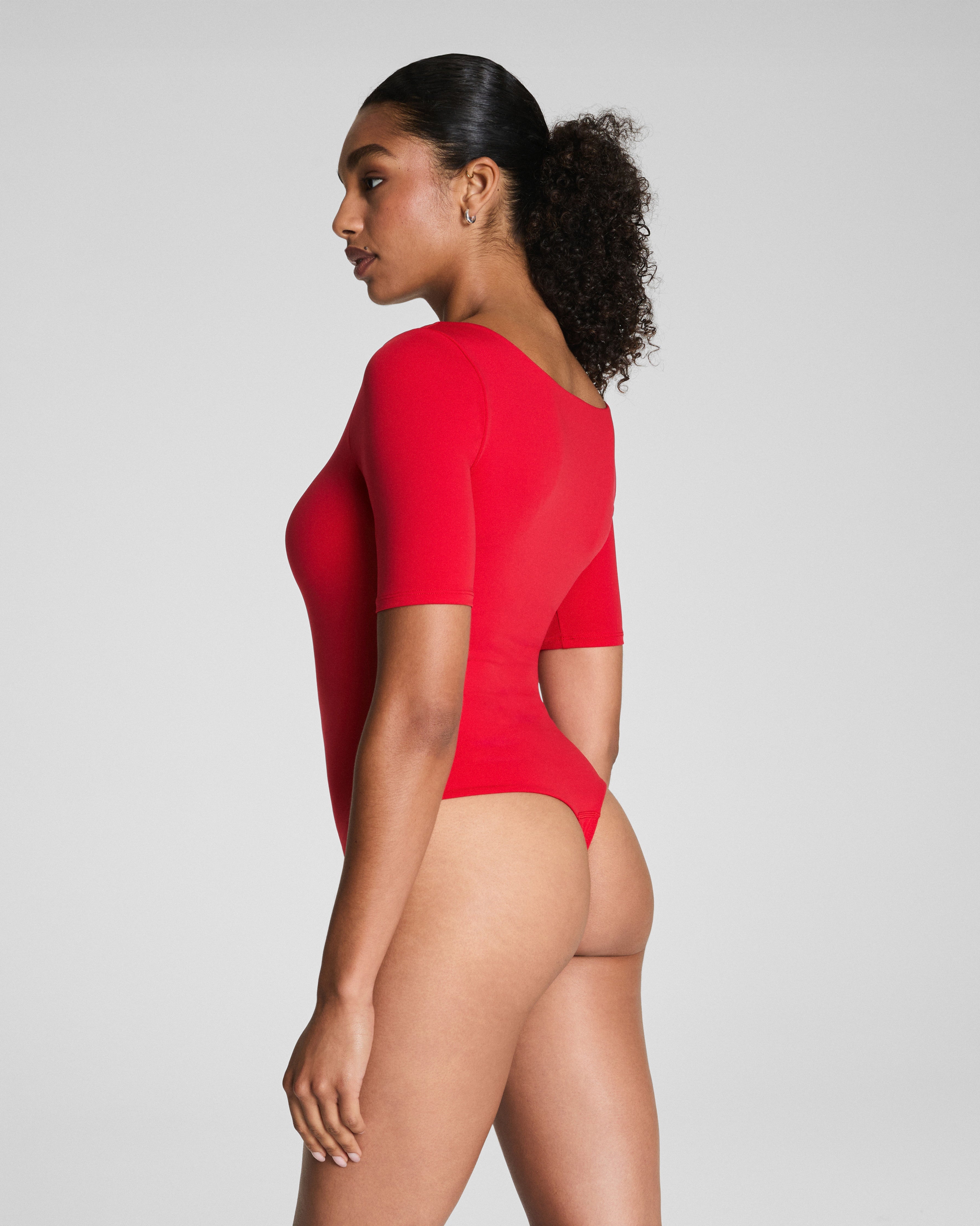 SPANXsmooth™ Jersey Square Neck Thong Bodysuit  Spanx Red