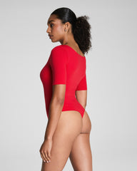 SPANXsmooth™ Jersey Square Neck Thong Bodysuit  Spanx Red