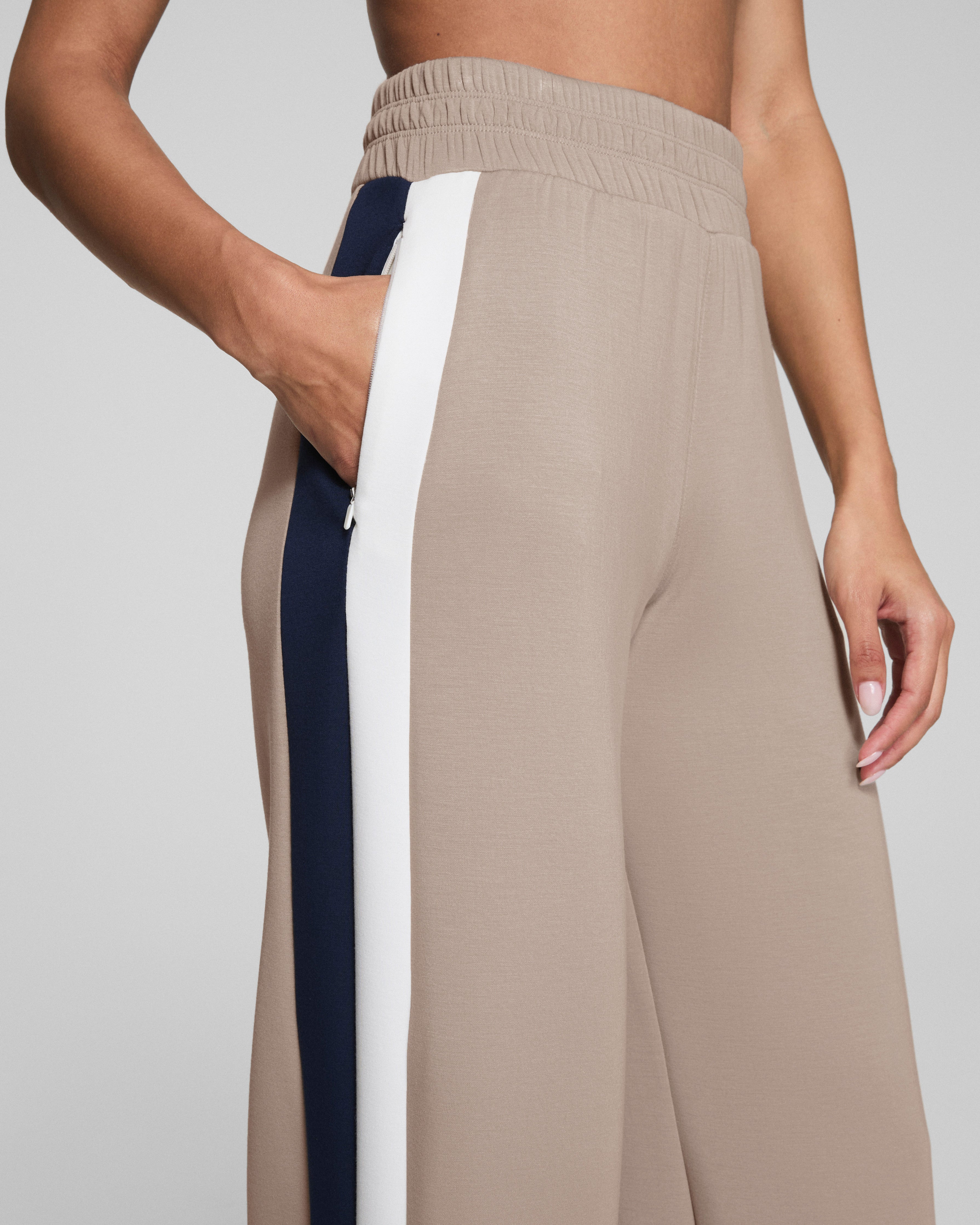 SPANX AirEssentials® Colorblock Wide Leg Track Pant  Ashwood/Powder/Timeless Navy