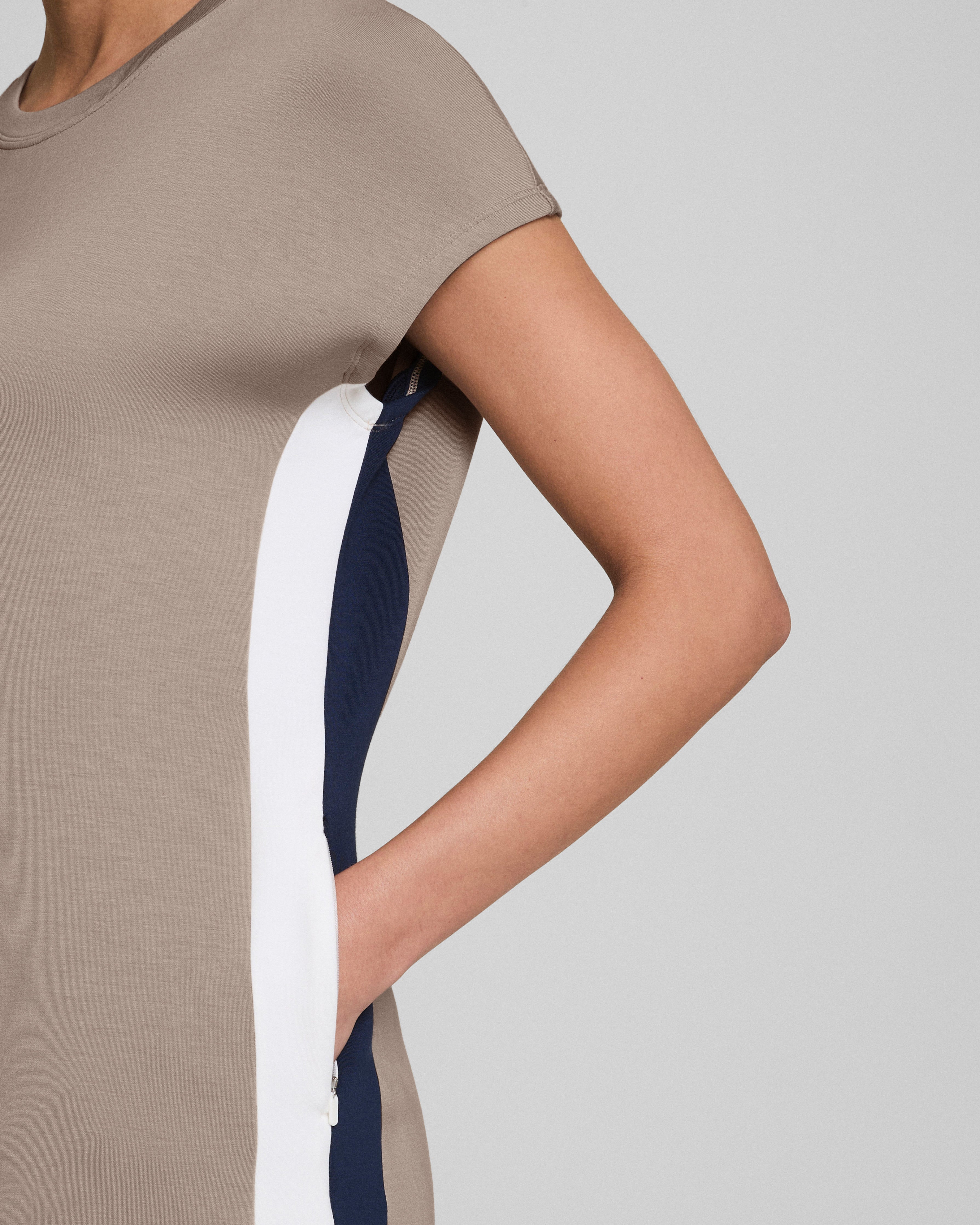 SPANX® AirEssentials Colorblock Mini T-Shirt Dress  Ashwood/Powder/Timeless Navy