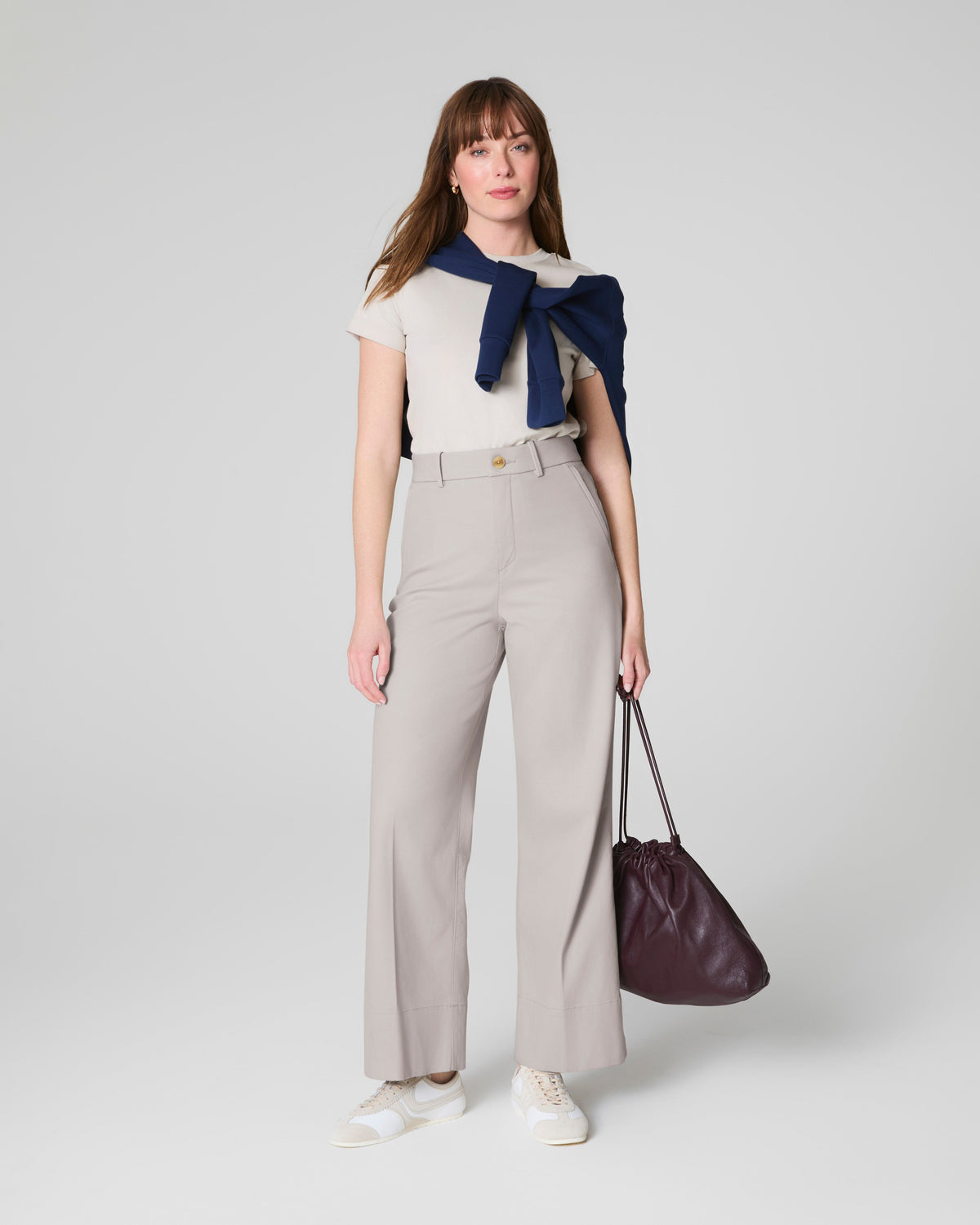 SPANXsupersmooth™ Stretch Twill Cropped Wide Leg Pant  Bone