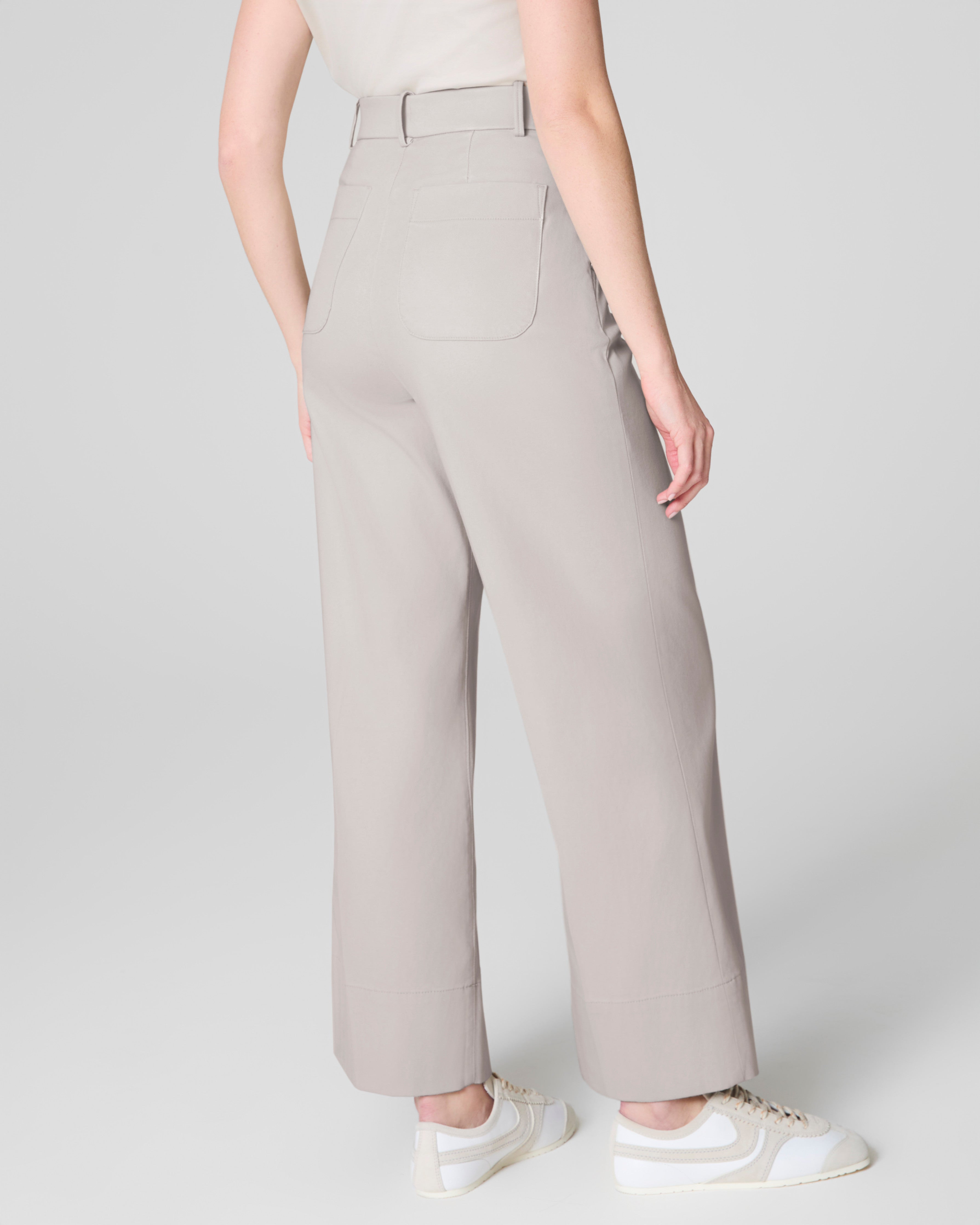 SPANXsupersmooth™ Stretch Twill Cropped Wide Leg Pant  Bone