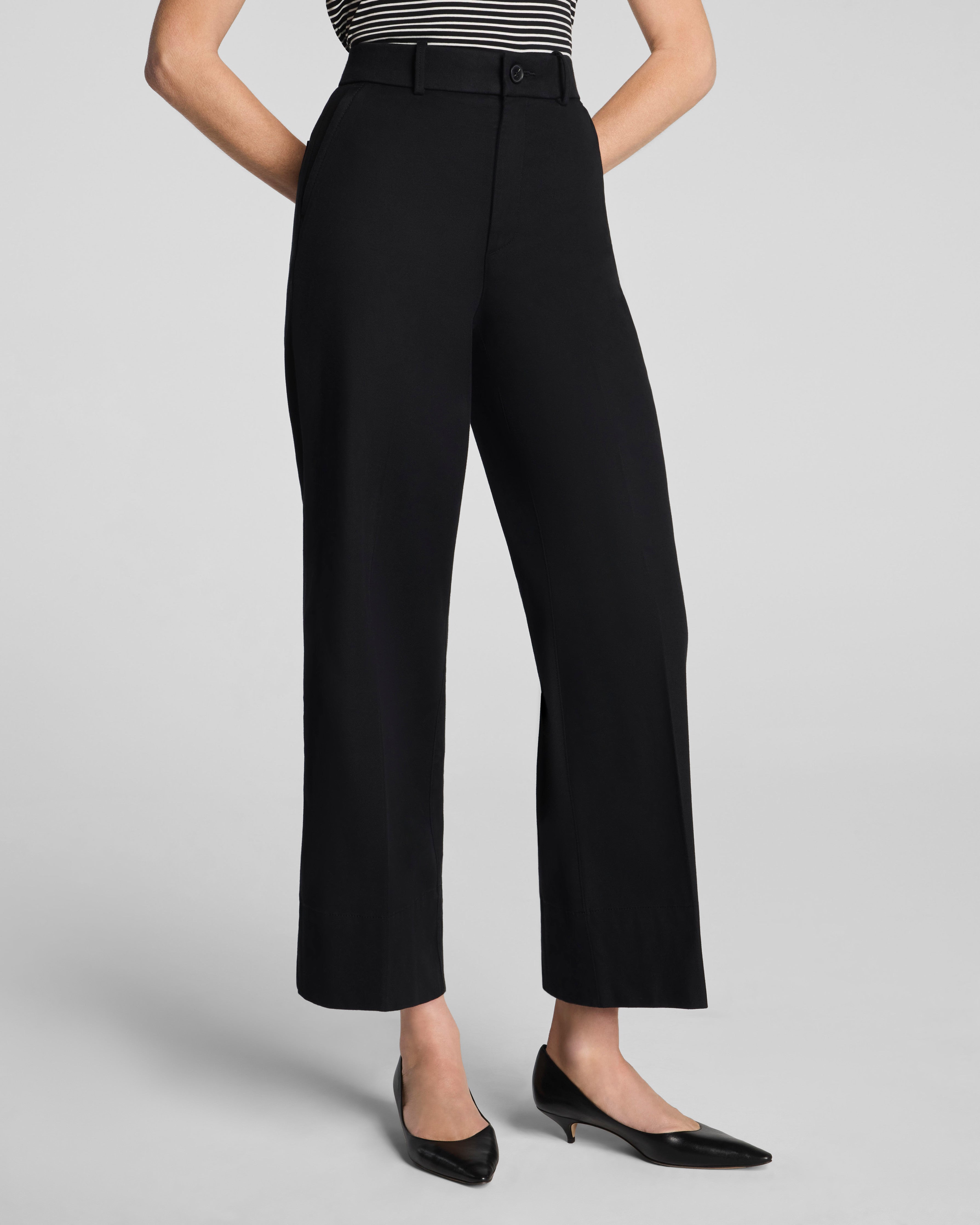 SPANXsupersmooth™ Stretch Twill Cropped Wide Leg Pant | Classic Black