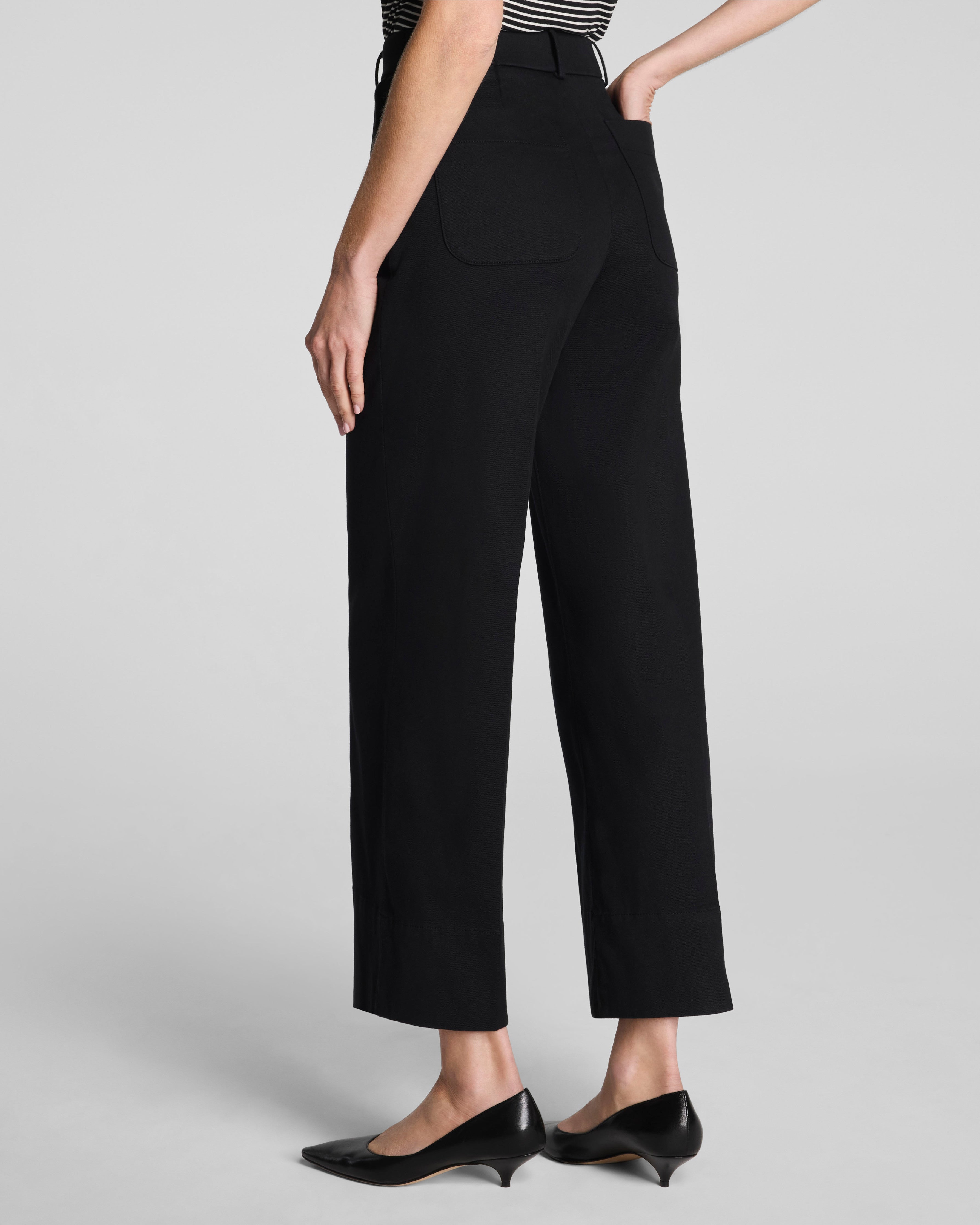 SPANXsupersmooth™ Stretch Twill Cropped Wide Leg Pant | Classic Black