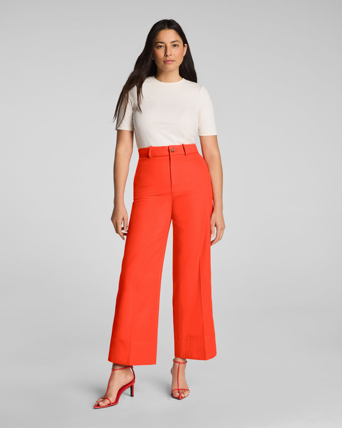 SPANXsupersmooth™ Stretch Twill Cropped Wide Leg Pant | Sunset Coral