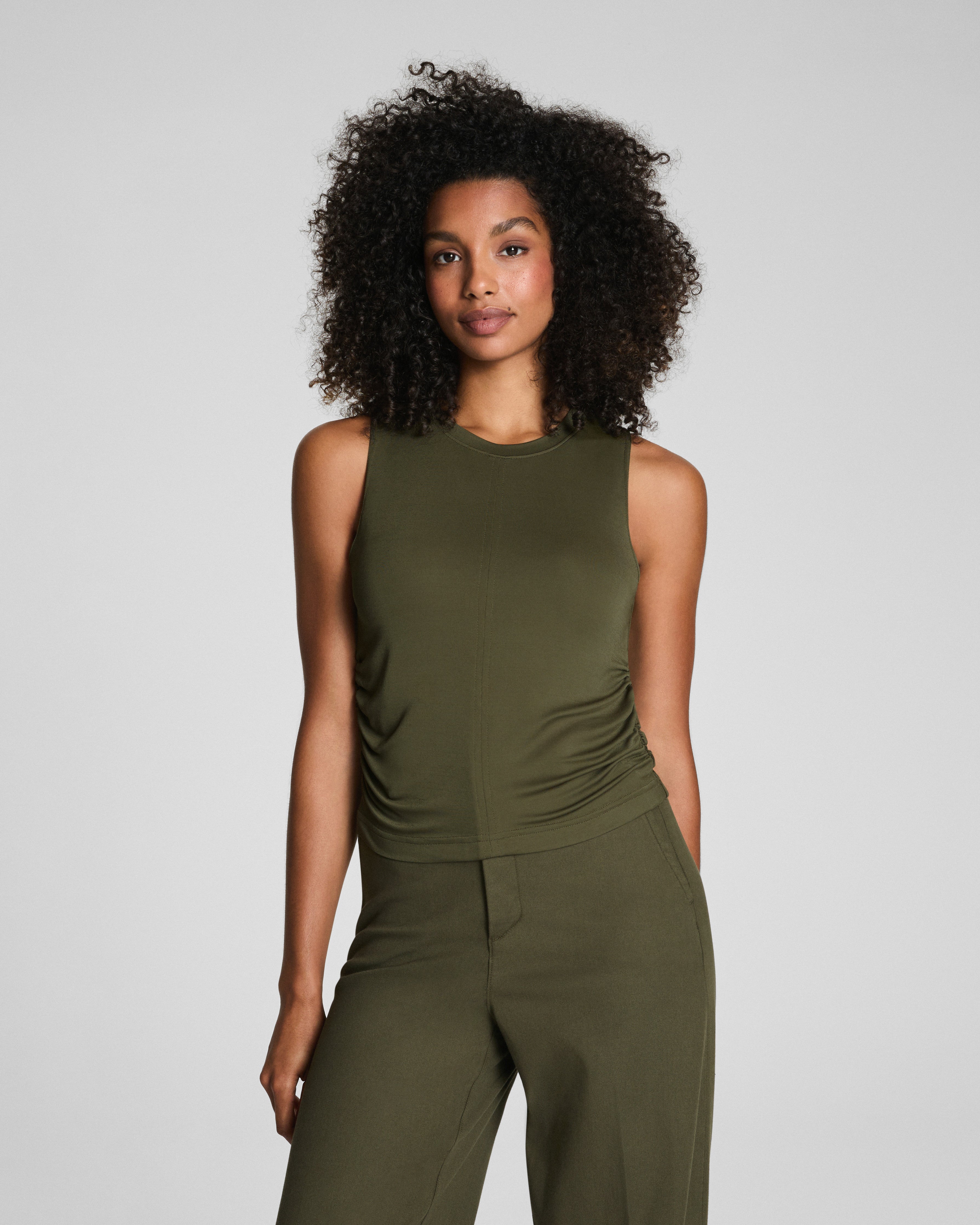 SPANX® Sleek Jersey High Neck Ruched Tank