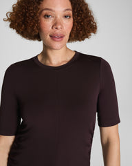 SPANX® Sleek Jersey Elbow Sleeve Ruched Top | Truffle Brown