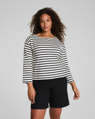 SPANX® Cotton Boatneck Top  Ivory/Classic Black