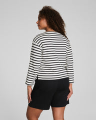 SPANX® Cotton Boatneck Top  Ivory/Classic Black