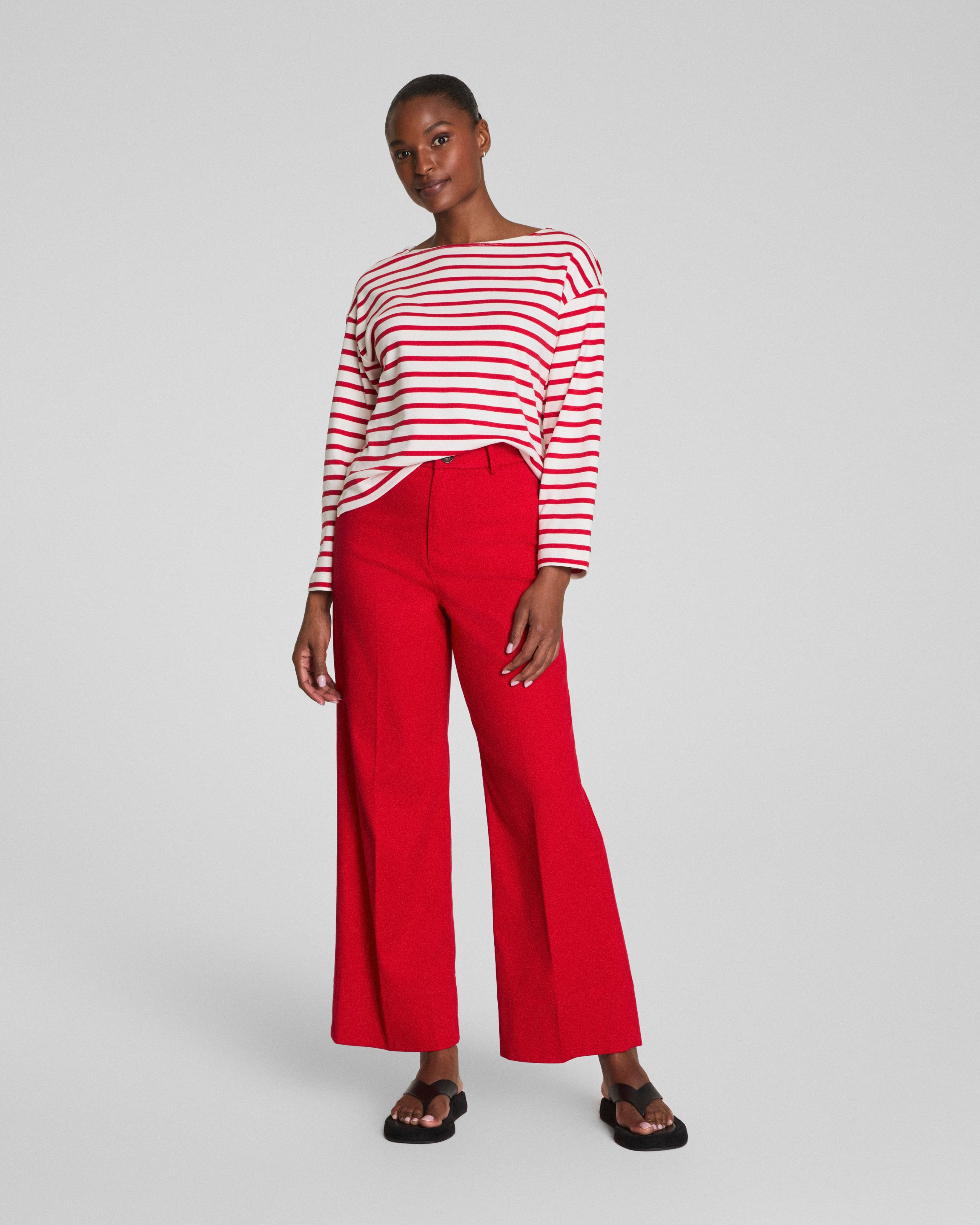 SPANX® Cotton Boatneck Top | Ivory/Spanx Red