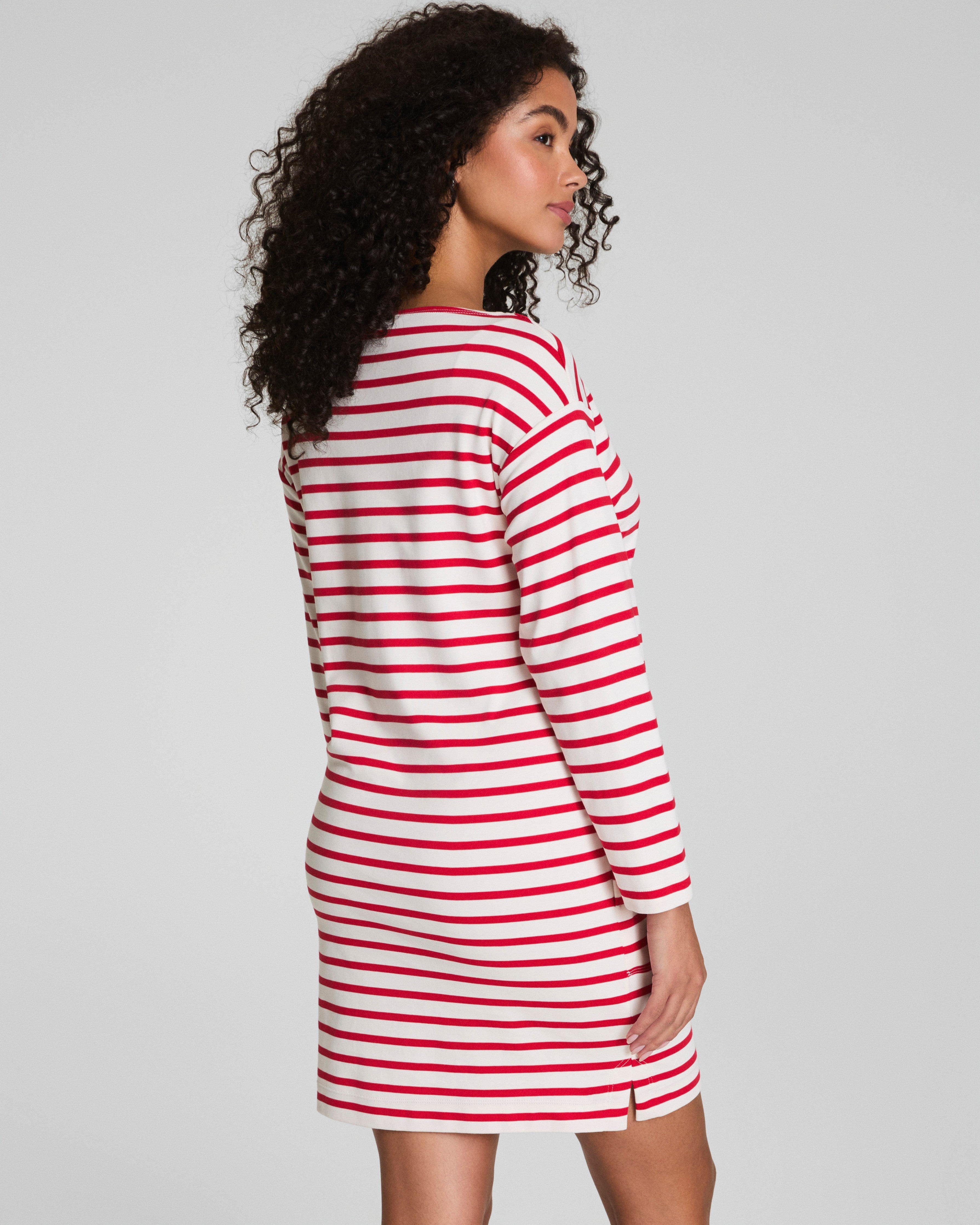 SPANX® Cotton Boatneck Mini Dress  Ivory/Spanx Red