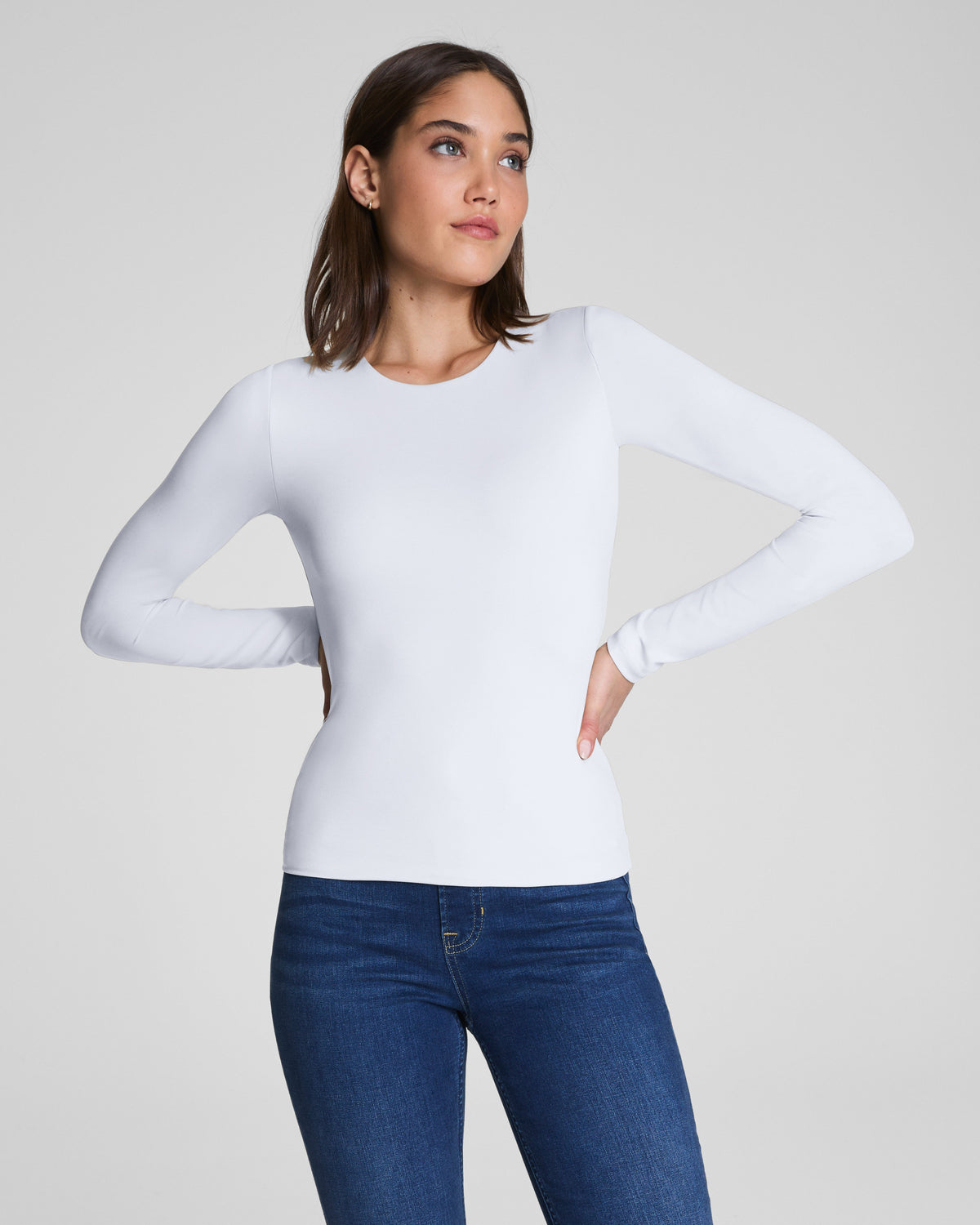 SPANXsmooth™ Jersey Crewneck Long Sleeve Top | Classic White