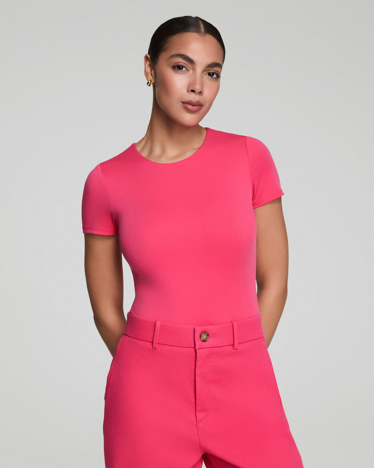 SPANXsmooth™ Jersey Crewneck Thong Bodysuit  Tulip