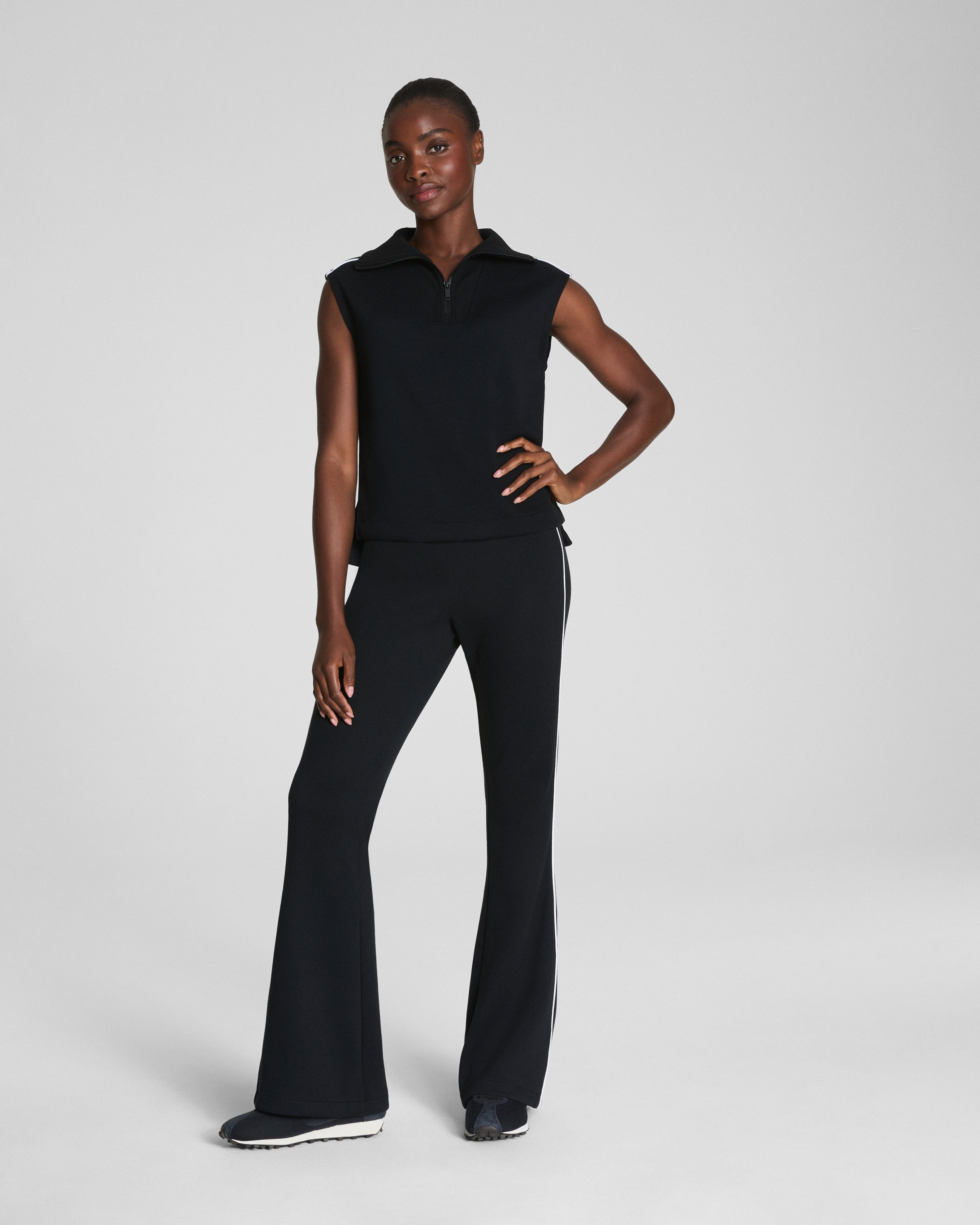 SPANX AirEssentials® Pique Sleeveless Half Zip  Very Black