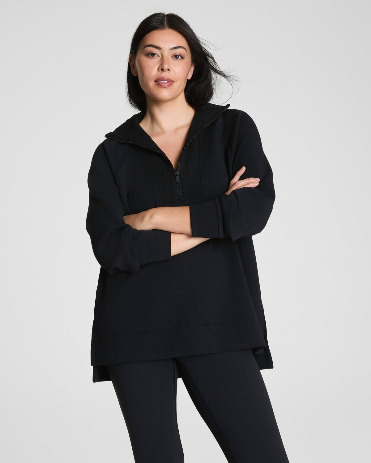 SPANX AirEssentials® Brushed Half Zip Tunic  Very Black