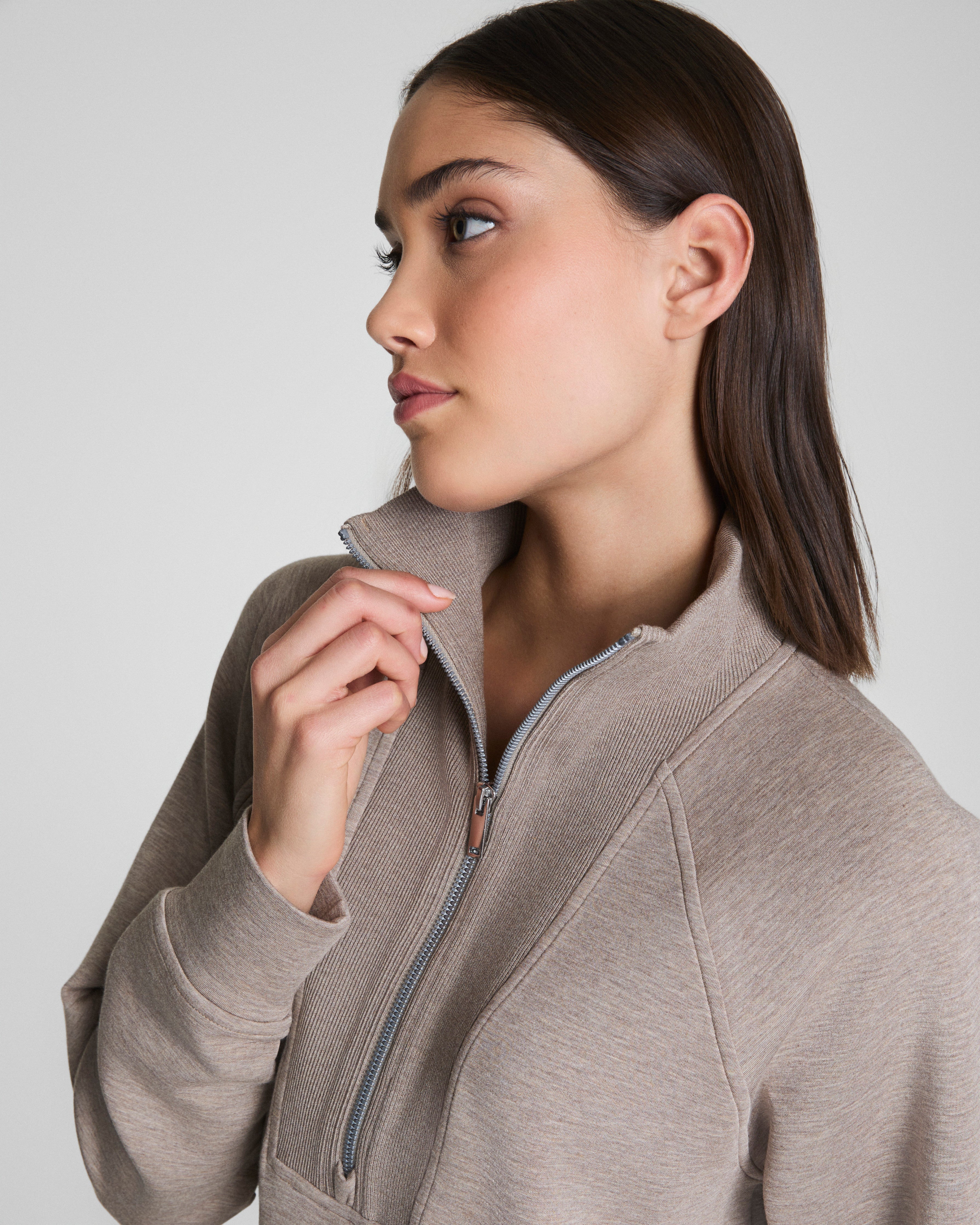 SPANX AirEssentials® Brushed Half Zip Tunic  Birch Heather