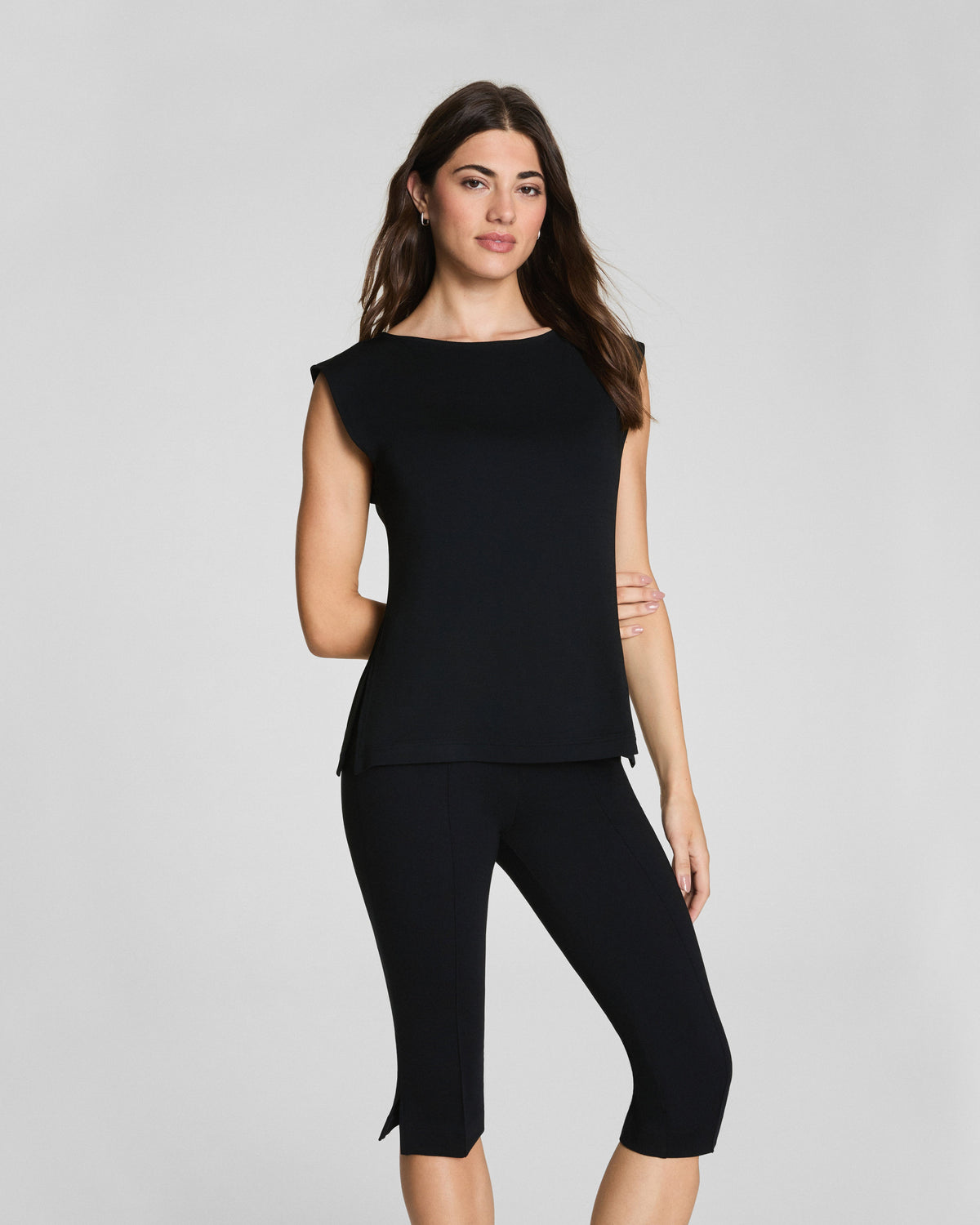 SPANX® Sleek Jersey High Neck Tee | Classic Black
