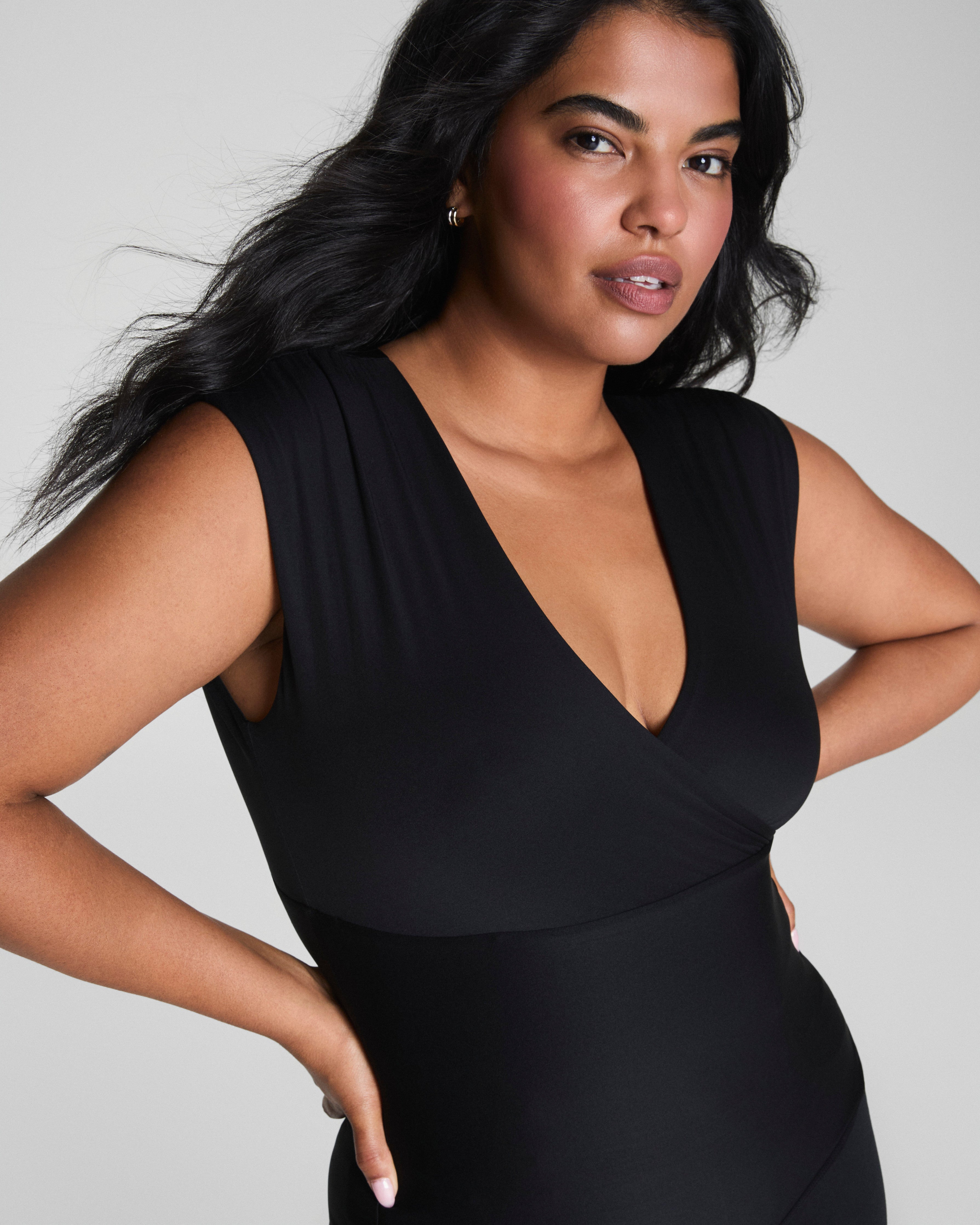 SPANXsmooth™ Jersey V-Neck Ruched Tank  Classic Black