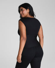 SPANXsmooth™ Jersey V-Neck Ruched Tank  Classic Black