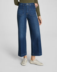 SPANXshape™ Authentic 360 Cropped Wide Leg Jeans with Patch Pockets | Adriatic Blue