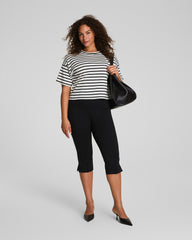 SPANX® Cotton Cropped Tee | Ivory/Classic Black